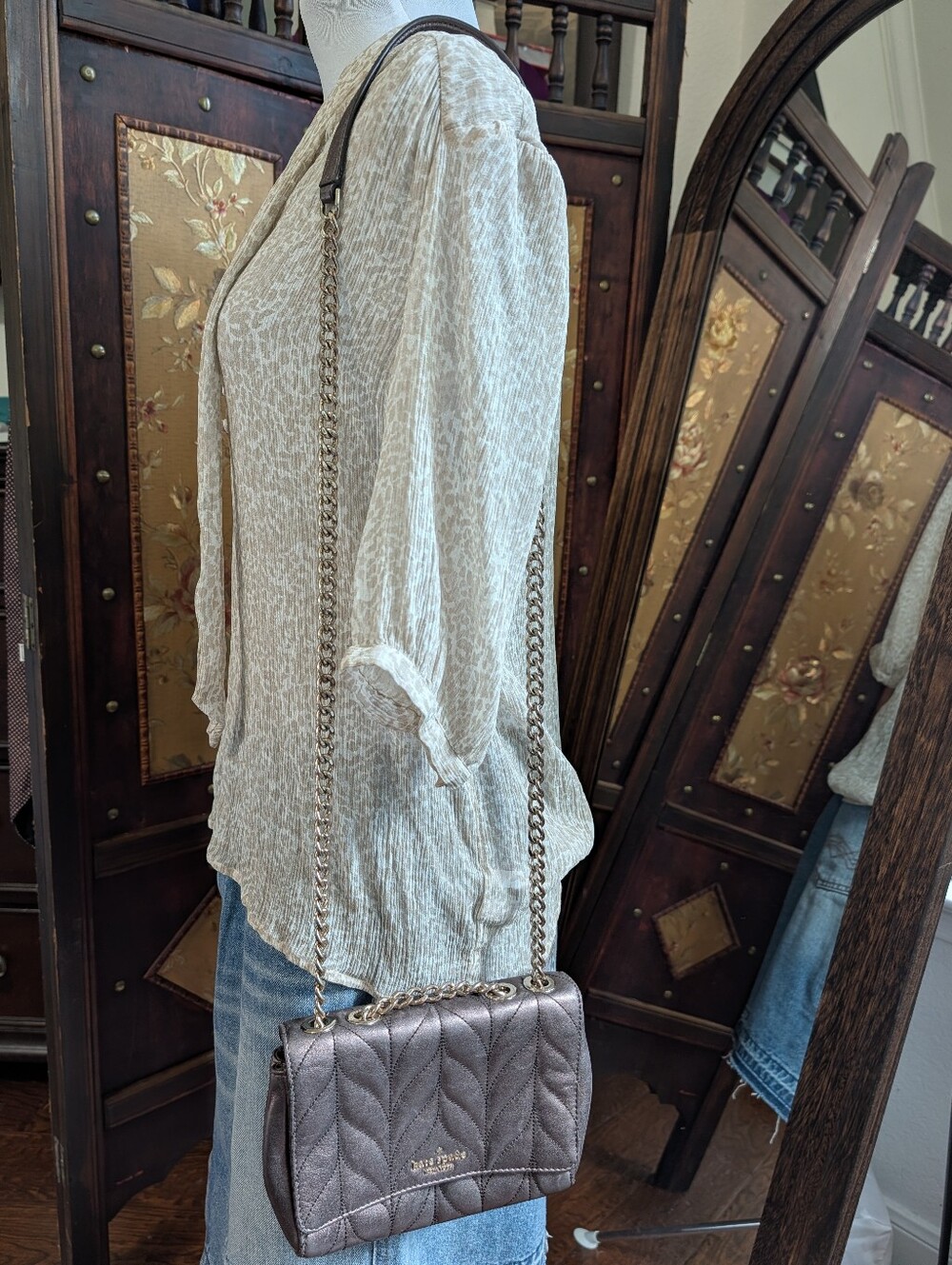 Kate Spade Emelyn Quilted Metallic Purple Crossbody Bag - Picture 8 of 8